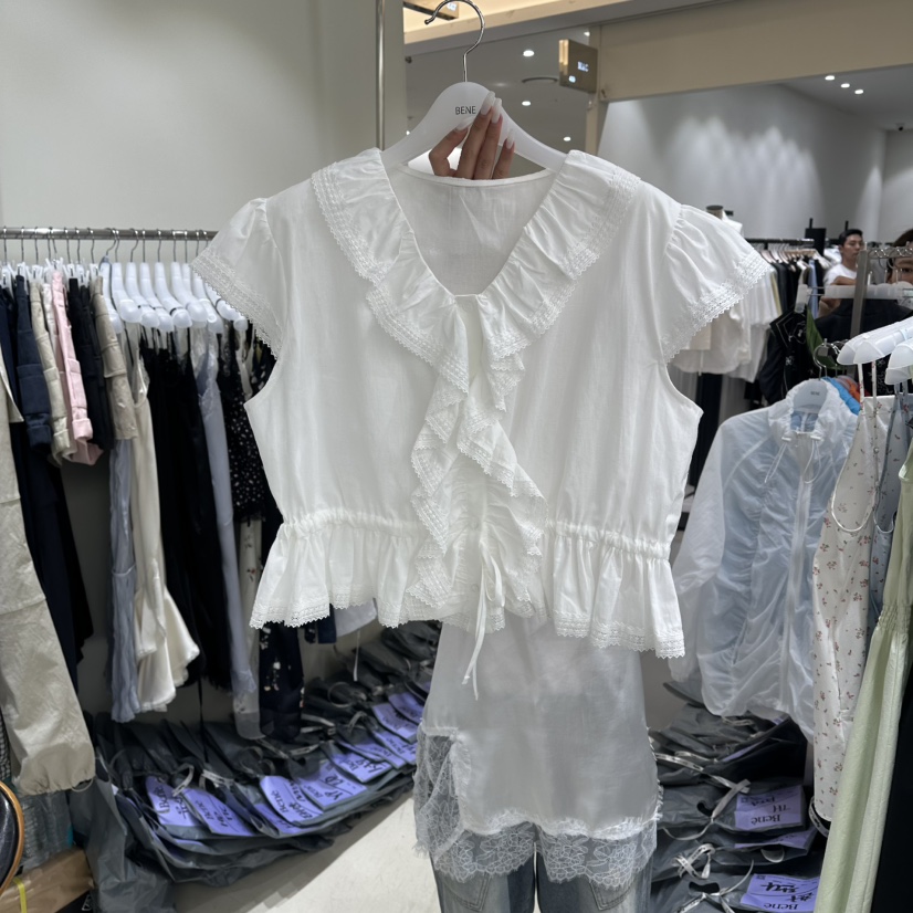 BENE韓國直郵女裝新品26夏季熱賣休閑職業時尚襯衫蕾絲衫BENE襯衫/蕾絲衫圖色2