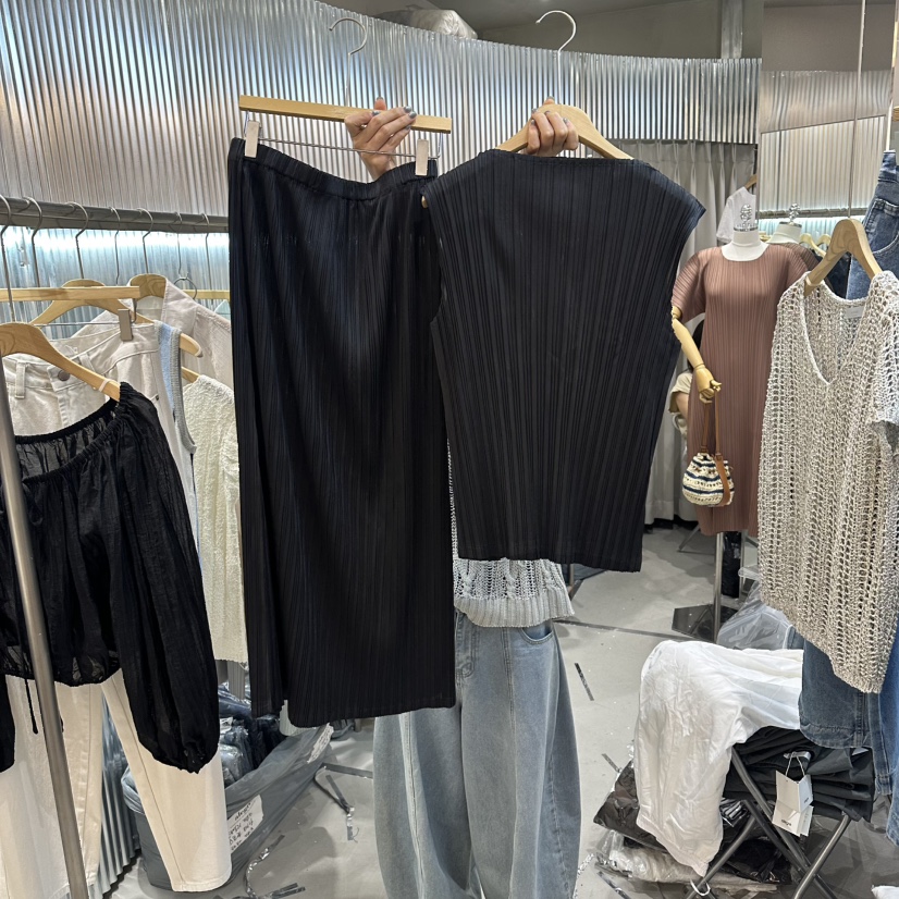 ALEGRE韓國直郵實拍女士新品休閑職業推薦時尚套裝套裝褶皺ALEGRE套裝