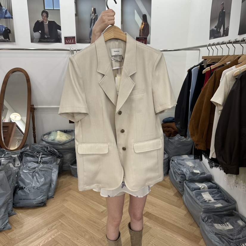 NOWHERE韓國直郵女裝新品時尚26夏季職業熱賣26春夏夾克亞麻布NOWHERE夾克圖色1