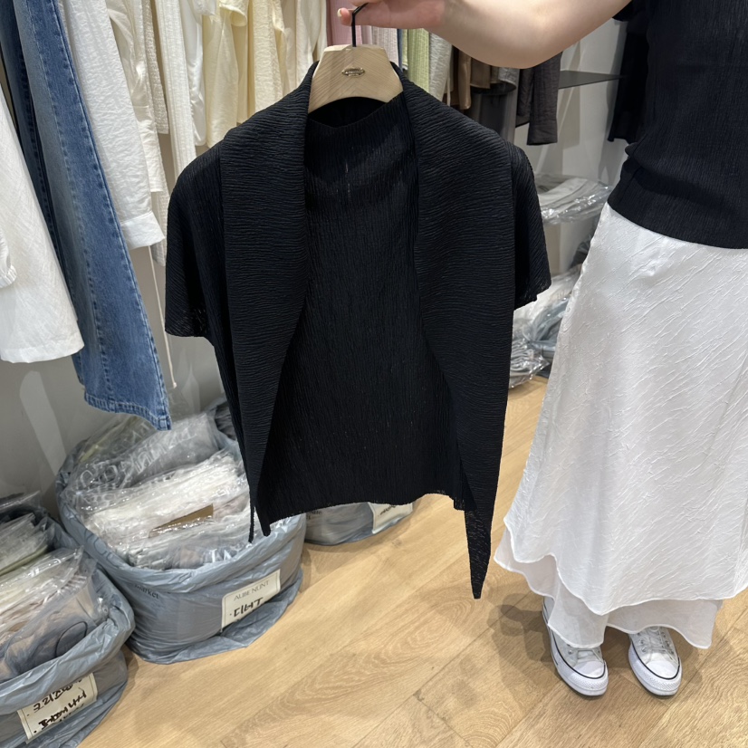 aube nunt東大門實拍韓國女士新款26夏季休閑時尚T恤褶皺aube nuntT恤圖色2
