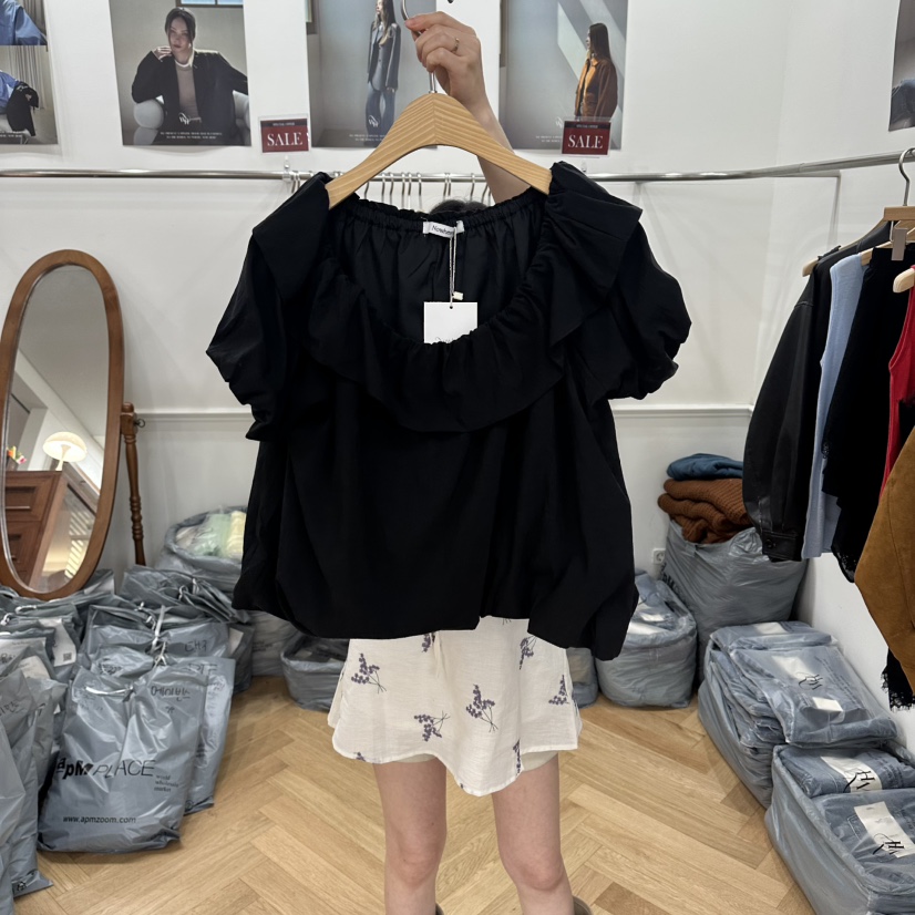 NOWHERE韓國直郵女裝新品時尚熱賣人氣職業襯衫蕾絲衫露肩NOWHERE襯衫/蕾絲衫圖色2