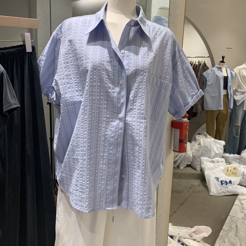 COMELY韓國直郵女裝新品熱賣時尚26春夏人氣襯衫蕾絲衫條紋COMELY襯衫/蕾絲衫圖色1