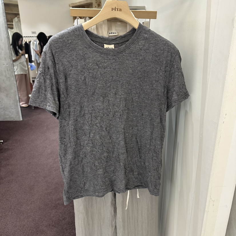 PITA/THEVERLIN韓國直郵實拍女士新款26春夏26夏季T恤褶裥PITA/THEVERLINT恤圖色2