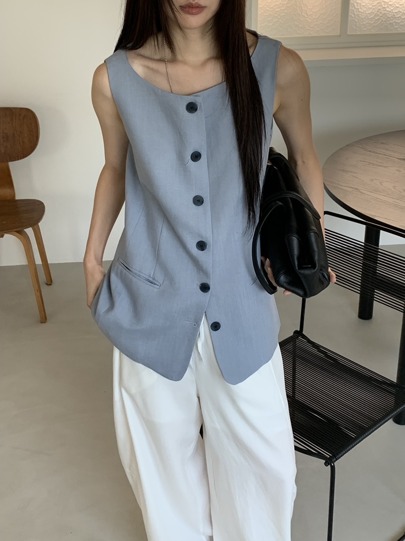 RIVER RAIN韓國代購女裝新品時尚休閑26春夏職業26夏季馬甲RIVER RAIN馬甲