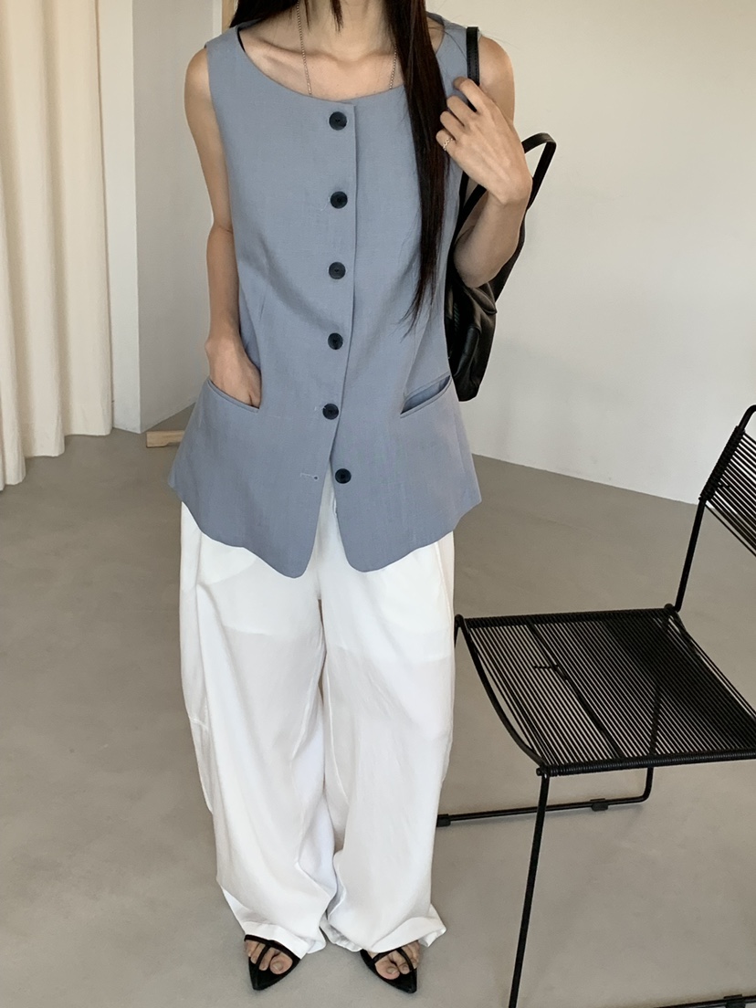 RIVER RAIN韓國代購女裝新品時尚休閑26春夏職業26夏季馬甲RIVER RAIN馬甲