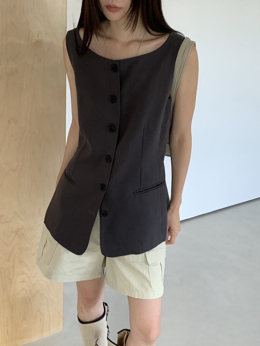 RIVER RAIN韓國代購女裝新品時尚休閑26春夏職業26夏季馬甲RIVER RAIN馬甲