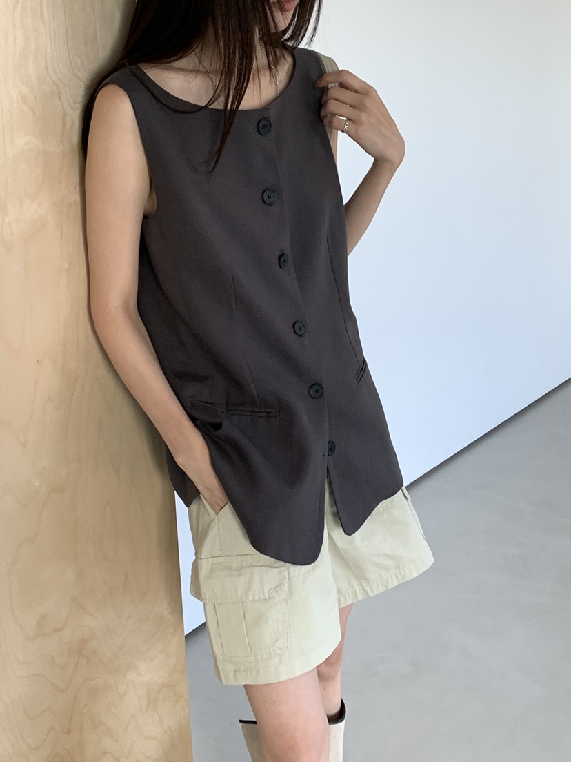 RIVER RAIN韓國代購女裝新品時尚休閑26春夏職業26夏季馬甲RIVER RAIN馬甲