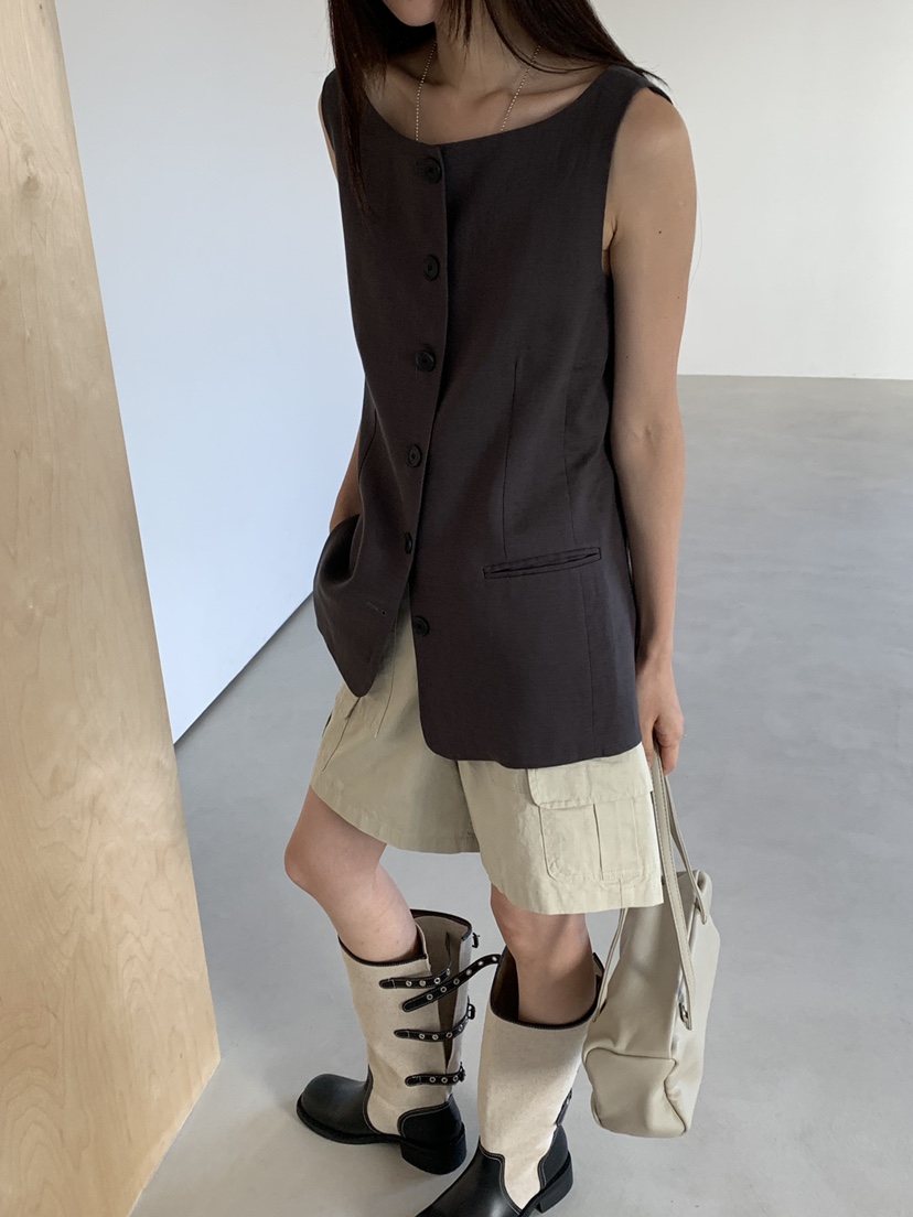 RIVER RAIN韓國代購女裝新品時尚休閑26春夏職業26夏季馬甲RIVER RAIN馬甲