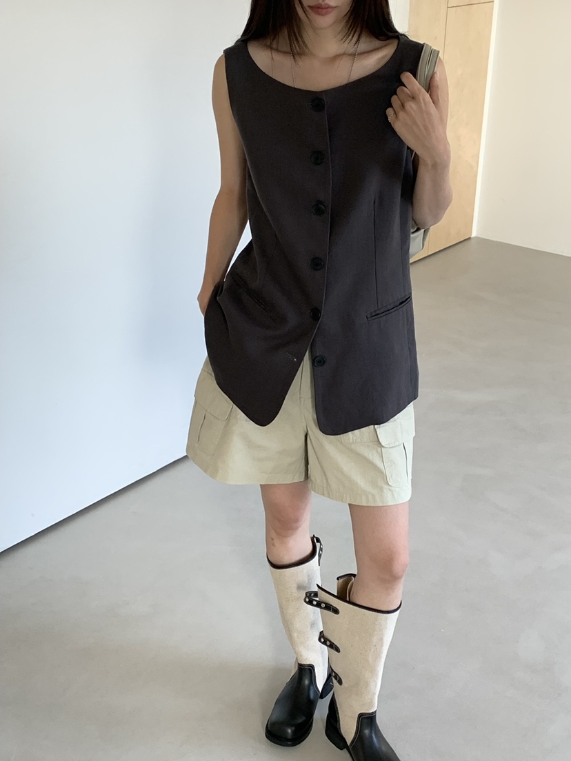 RIVER RAIN韓國代購女裝新品時尚休閑26春夏職業26夏季馬甲RIVER RAIN馬甲