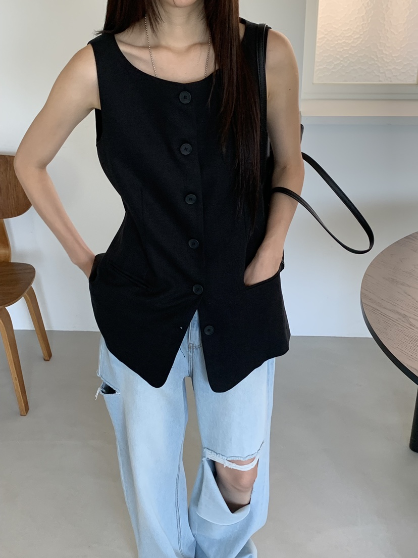 RIVER RAIN韓國代購女裝新品時尚休閑26春夏職業26夏季馬甲RIVER RAIN馬甲