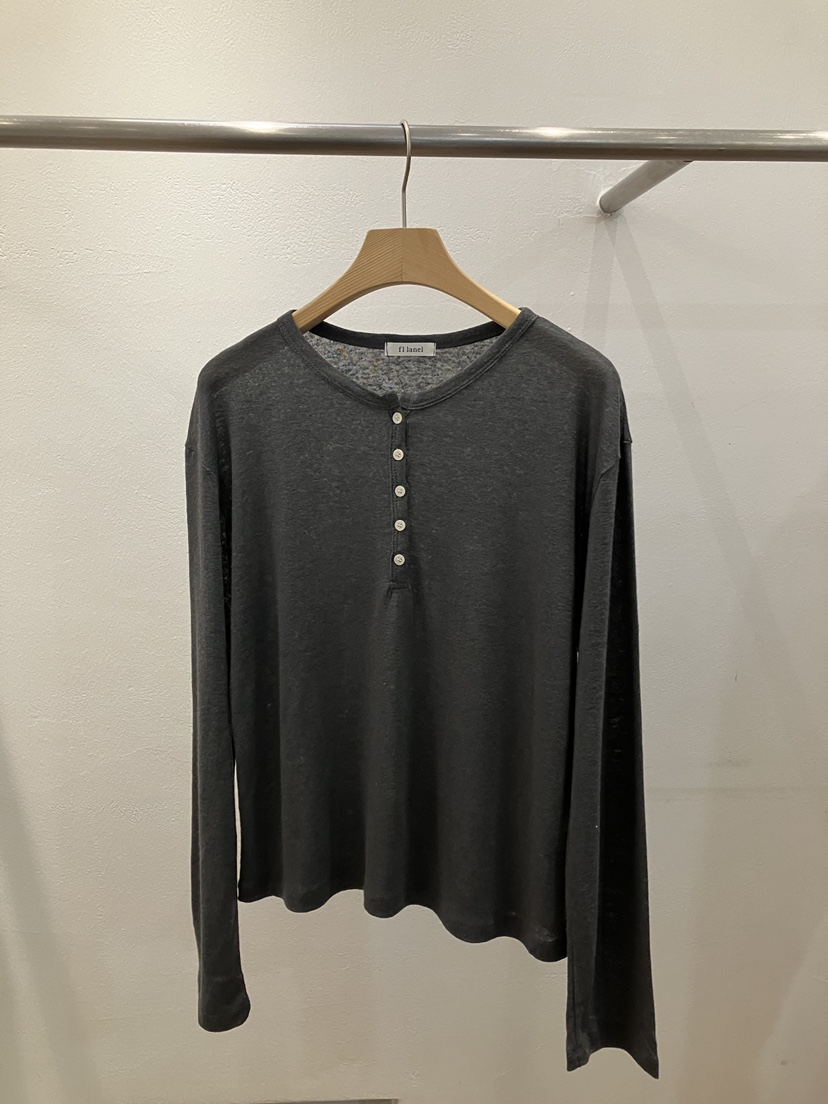 FL LANEL韓國東大門代購女士新品熱賣職業長袖T恤亞麻紐扣FL LANEL長袖T恤圖色2