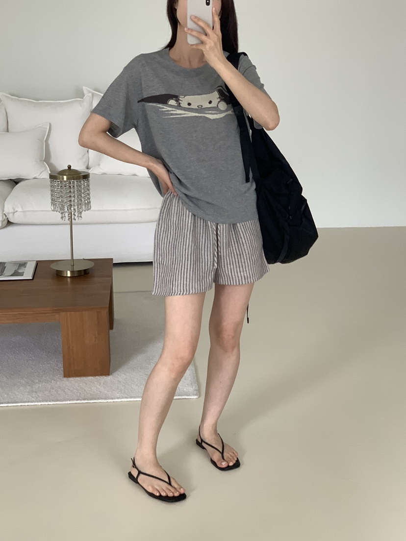CICI東大門實拍韓國女裝新款熱賣推薦時尚休閑人氣短褲條紋Ci Ci短褲
