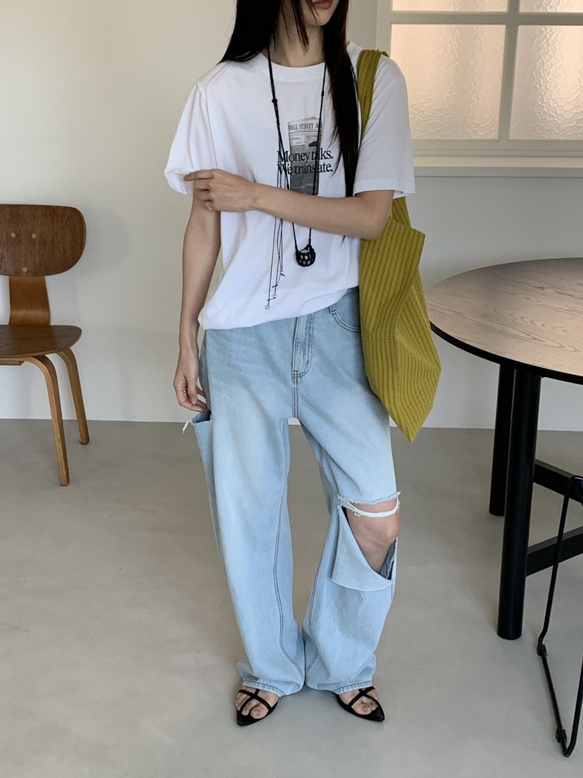 RIVER RAIN韓國代購女裝新品推薦人氣熱賣職業牛仔褲鏤空RIVER RAIN牛仔褲