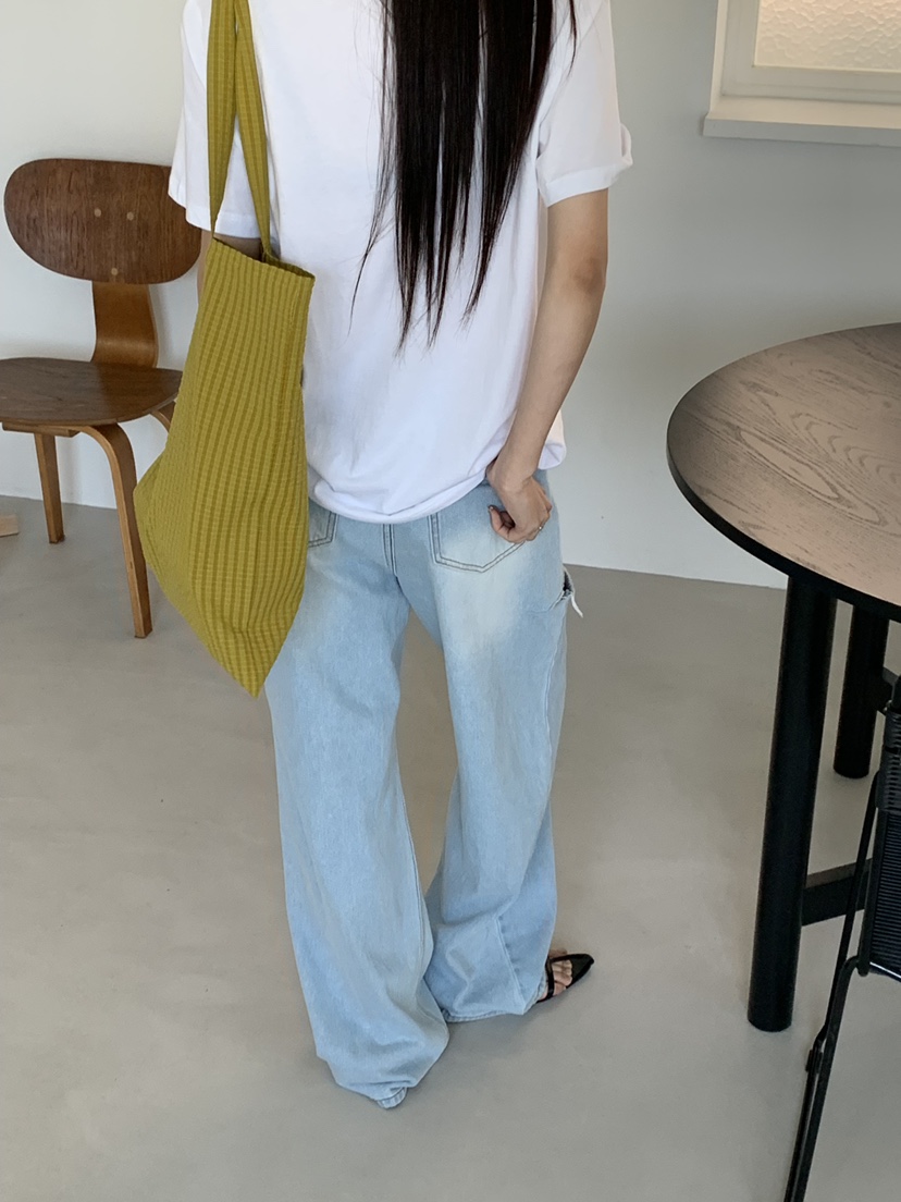 RIVER RAIN韓國代購女裝新品推薦人氣熱賣職業牛仔褲鏤空RIVER RAIN牛仔褲