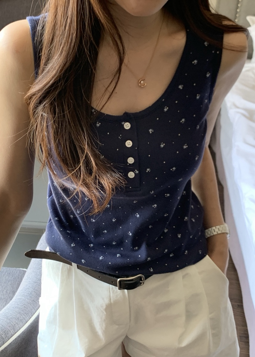 LA CREME韓國直郵女士新品職業26夏季熱賣人氣吊帶背心小花LA CREME吊帶/背心