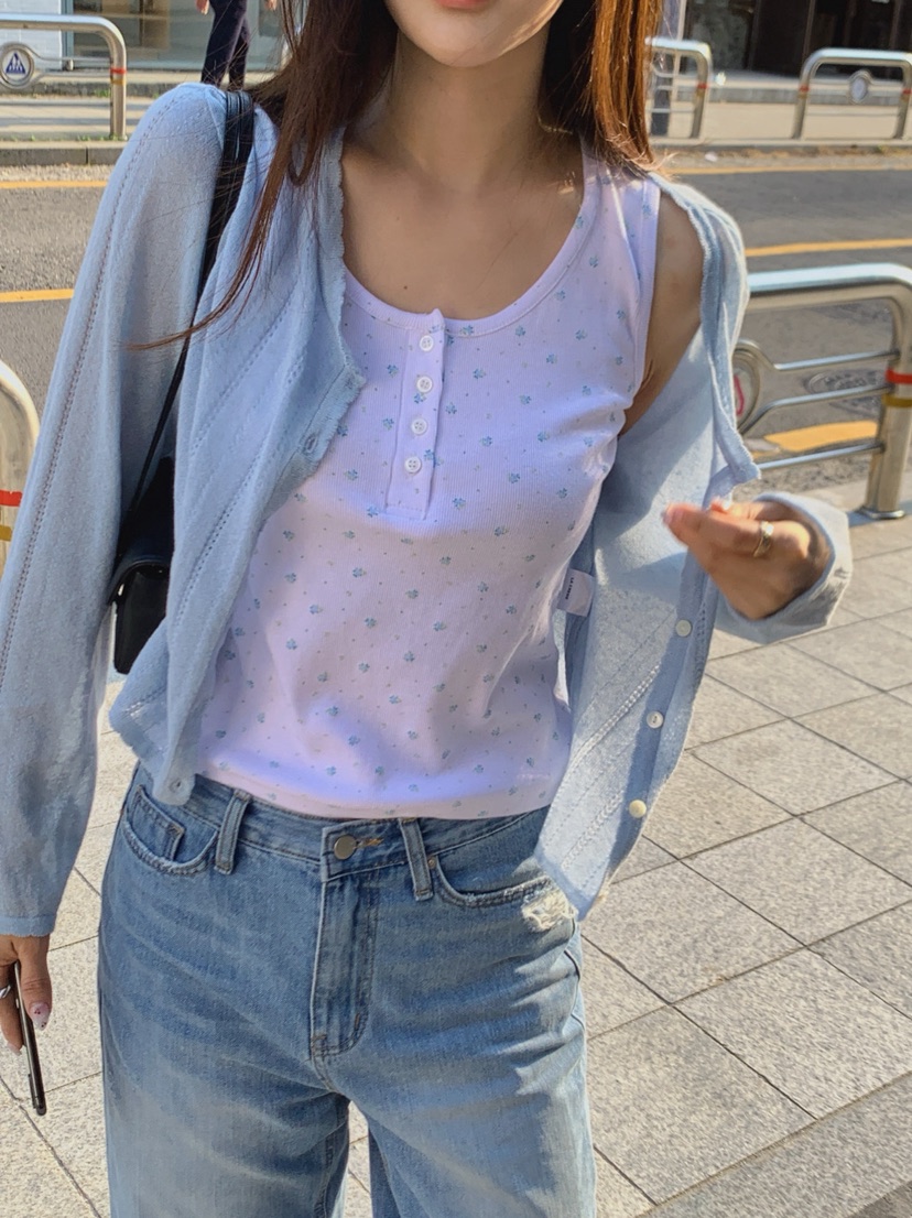 LA CREME韓國直郵女士新品職業26夏季熱賣人氣吊帶背心小花LA CREME吊帶/背心