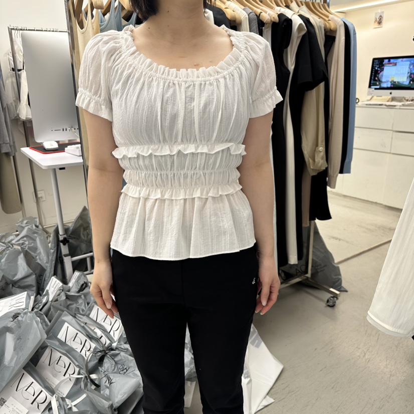 MER韓國東大門直郵女裝新品26春夏人氣職業熱賣襯衫蕾絲衫MER/ANGELO BIANCO襯衫/蕾絲衫圖色1