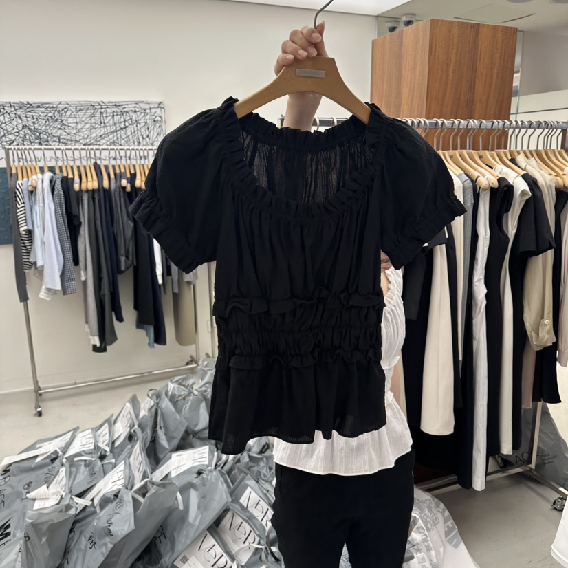 MER韓國東大門直郵女裝新品26春夏人氣職業熱賣襯衫蕾絲衫MER/ANGELO BIANCO襯衫/蕾絲衫圖色2