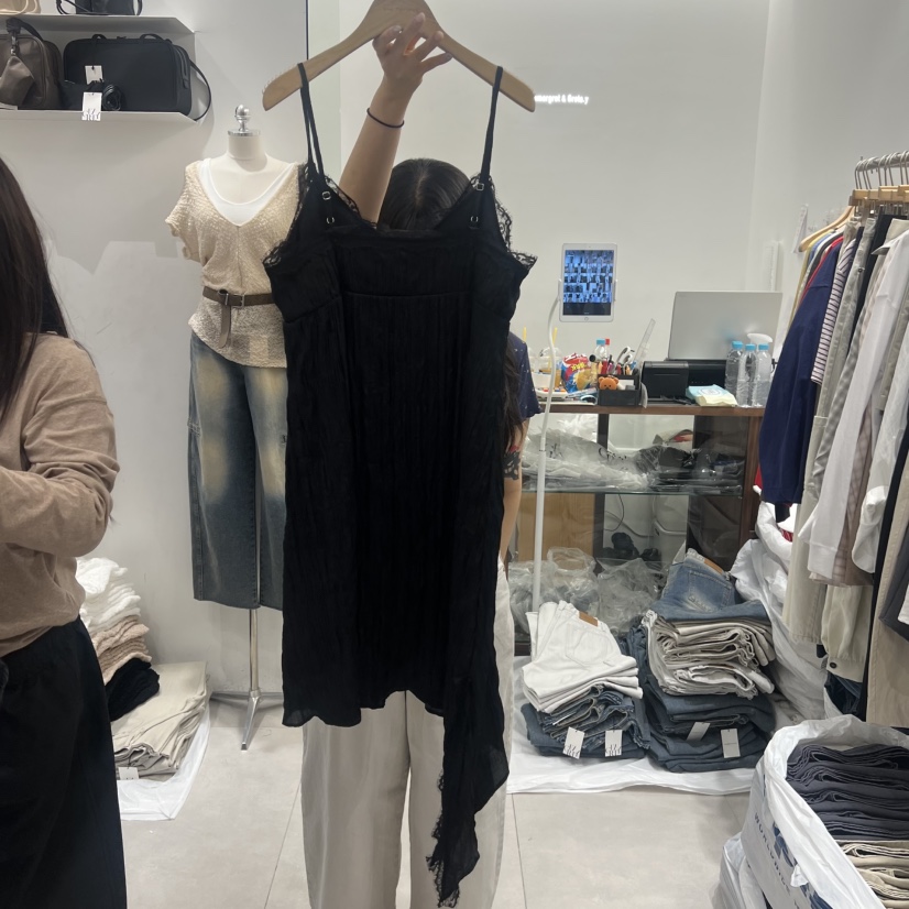 ANN MARGRET韓國直郵女士新款休閑連衣裙不對稱褶裥GRETA.Y連衣裙