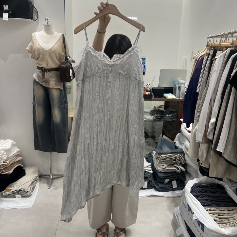 ANN MARGRET韓國直郵女士新款休閑連衣裙不對稱褶裥GRETA.Y連衣裙圖色1