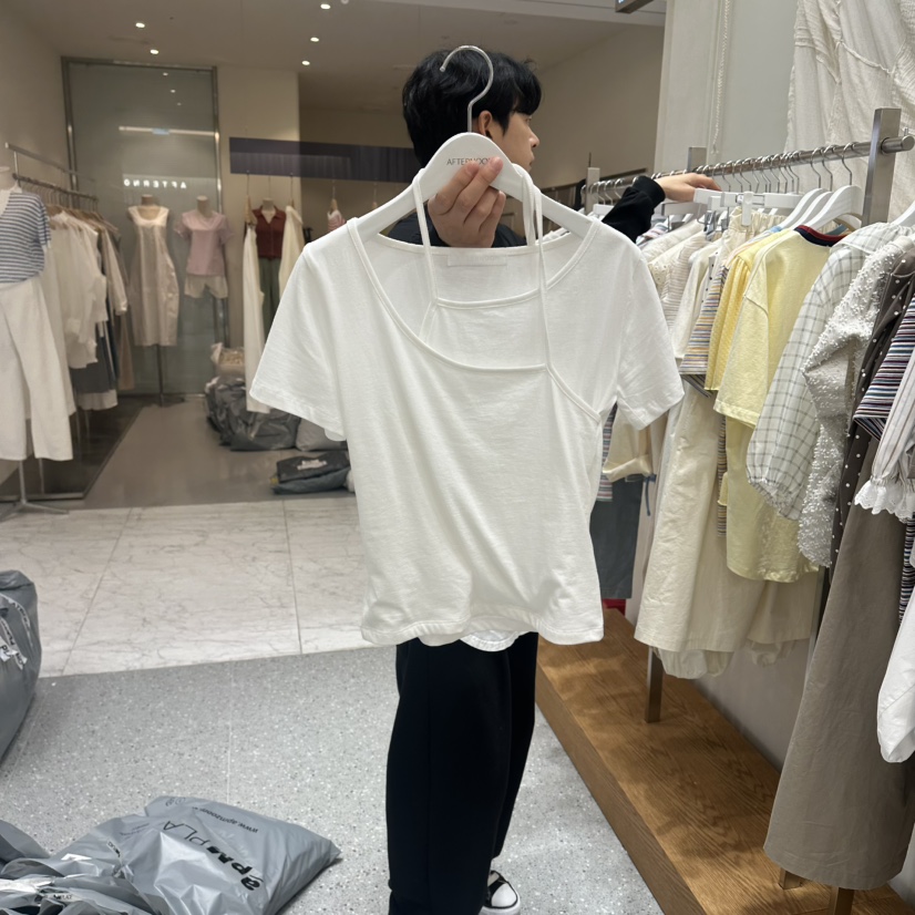 AFTERNOON韓國東大門直郵女士新品休閑職業26夏季T恤雙層AFTERNOONT恤圖色1
