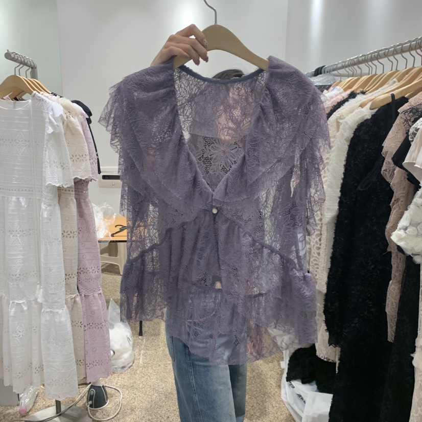 A韓國直郵實拍女士新品時尚推薦26夏季26春夏人氣襯衫蕾絲衫A STORE襯衫/蕾絲衫圖色2