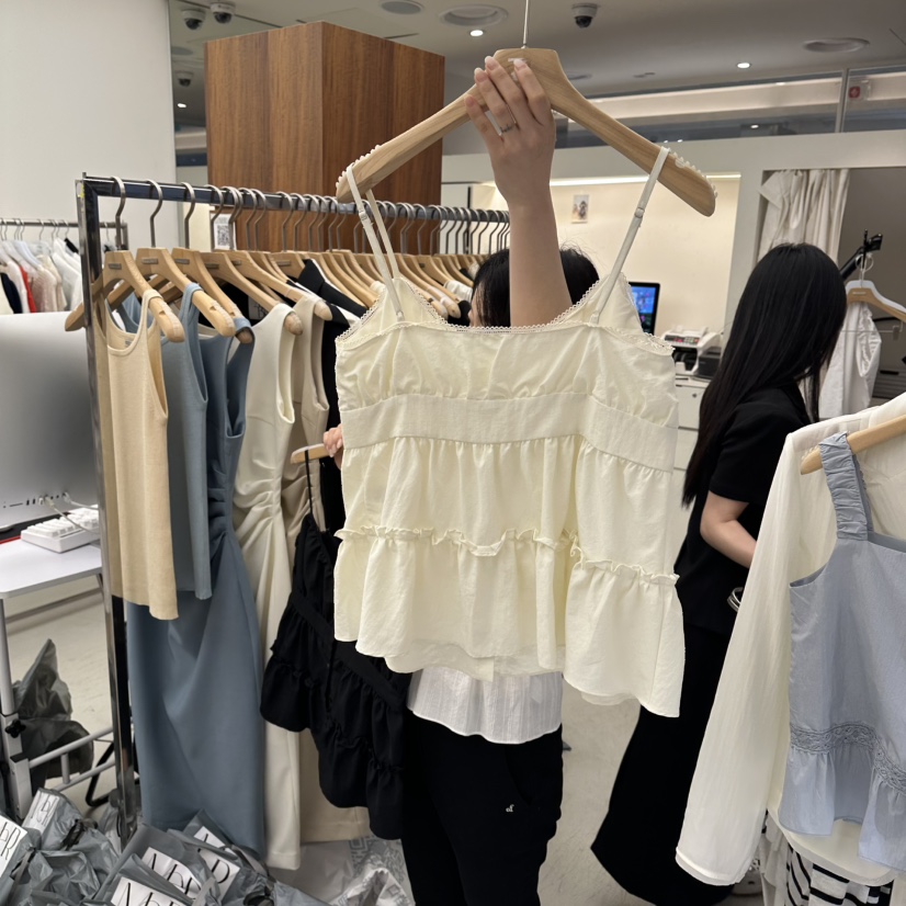 MER韓國代購女士新品26春夏26夏季休閑職業吊帶背心荷葉邊MER/ANGELO BIANCO吊帶/背心