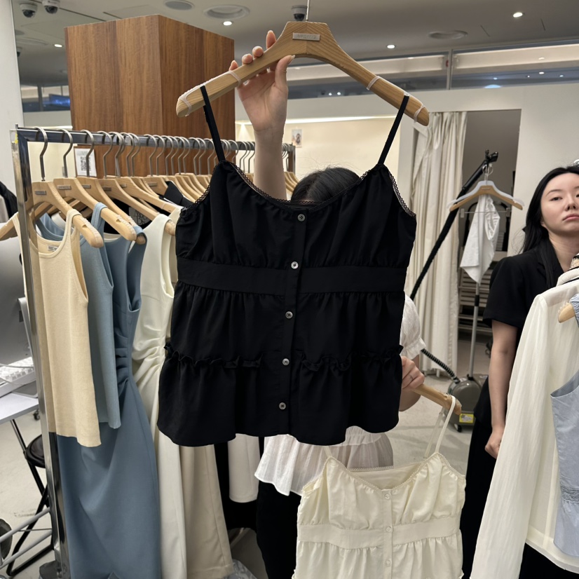 MER韓國代購女士新品26春夏26夏季休閑職業吊帶背心荷葉邊MER/ANGELO BIANCO吊帶/背心圖色2