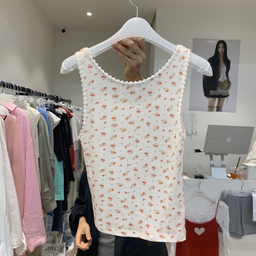 RUMIRU/AWEAR東大門實拍韓國女裝新款熱賣吊帶背心不含內搭花朵awear/RUMIRU吊帶/背心