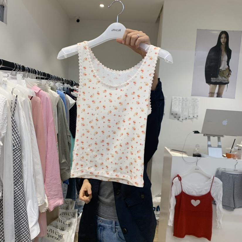 RUMIRU/AWEAR東大門實拍韓國女裝新款熱賣吊帶背心不含內搭花朵awear/RUMIRU吊帶/背心圖色1
