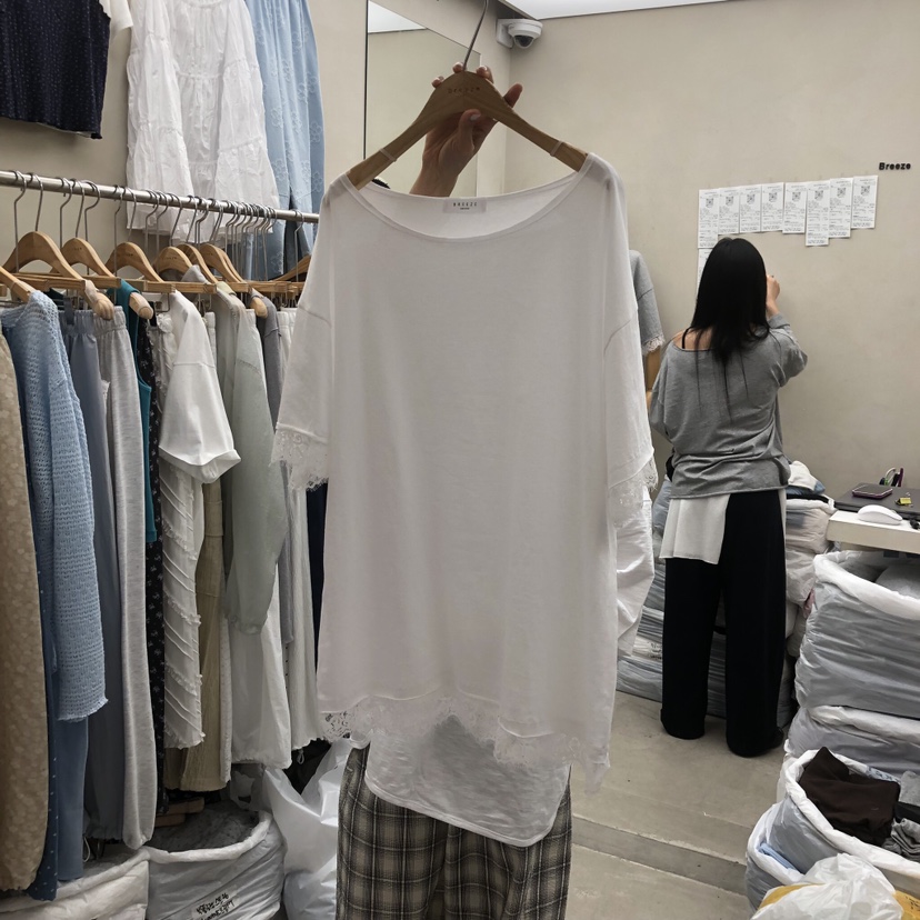 BREEZE東大門實拍韓國女裝新款休閑推薦職業T恤不含腰帶露肩BREEZET恤圖色1