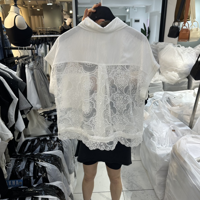 空韓國直郵女士新品人氣熱賣休閑時尚襯衫蕾絲衫口袋蕾絲BAKHA襯衫/蕾絲衫