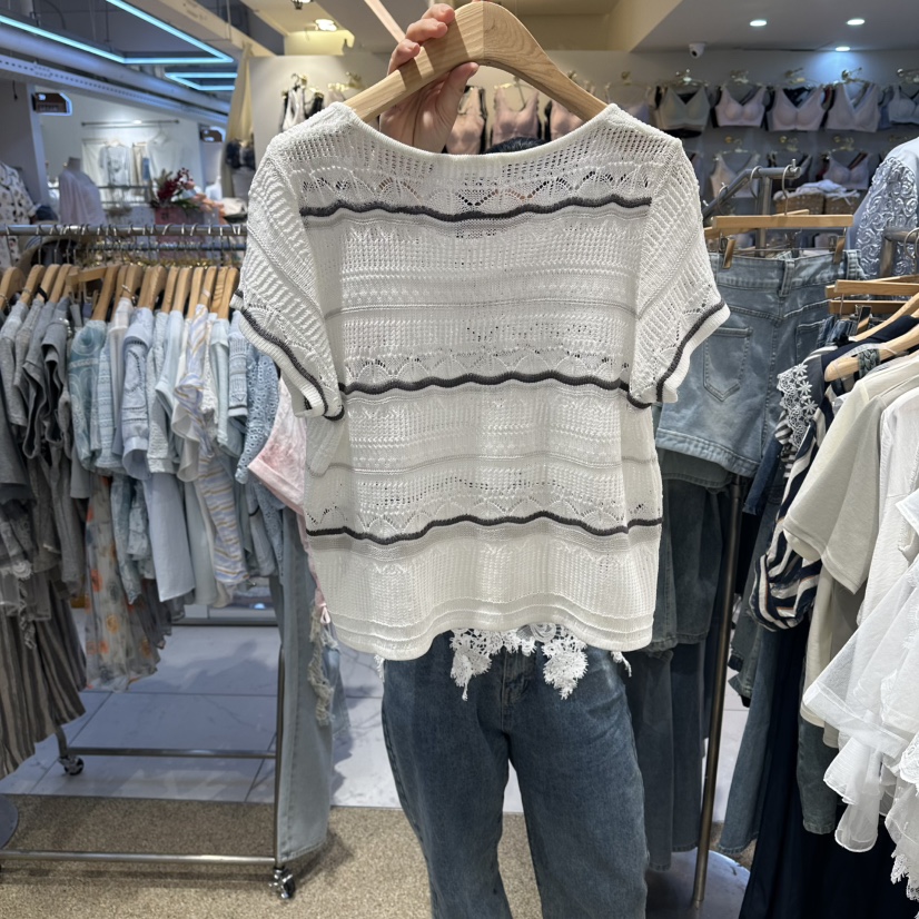 BELITA韓國直郵女裝新品休閑熱賣職業針織衫不含項鏈條紋BELITA針織衫