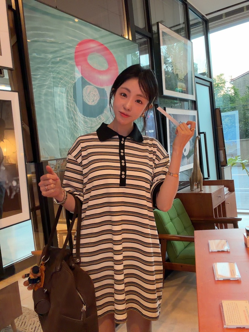 PALETTE-Q韓國東大門直郵女裝新款時尚職業26春夏連衣裙條紋PALETTE-Q連衣裙