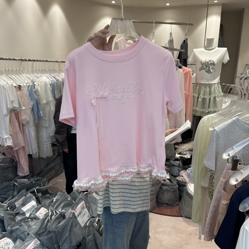 MIMME/LOOKK韓國直郵女裝新款26夏季時尚推薦人氣T恤絲帶MIMME/LOOKKT恤圖色2