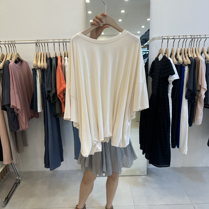 FUNNY POWDER韓國直郵女士新品休閑T恤泡泡袖莫代爾寬松THE FUNNYT恤圖色1