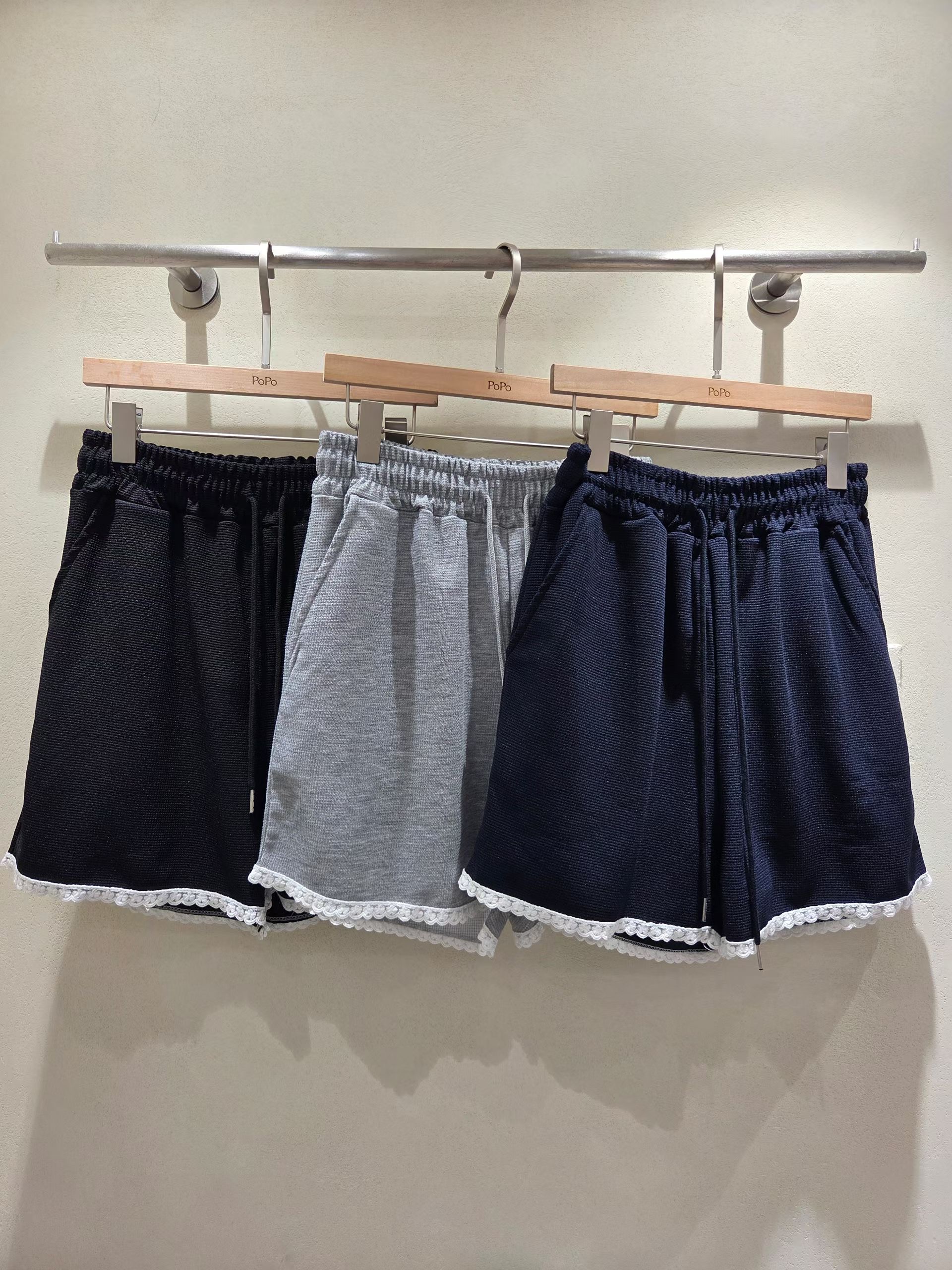 POPO韓國直郵女士新品熱賣休閑時尚26春夏26夏季短褲華夫格POPO短褲