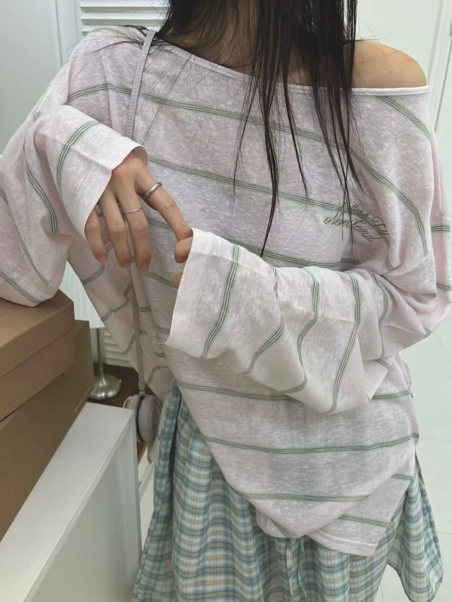 ONTHEMOOD韓國直郵實拍女裝新款熱賣推薦休閑時尚長袖T恤RIPPLE長袖T恤