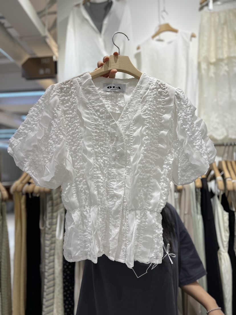 OLA東大門實拍韓國女裝新品26春夏熱賣時尚推薦襯衫蕾絲衫mellor/OLA襯衫/蕾絲衫圖色1