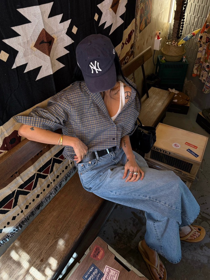 ABBEYLEE韓國直郵實拍女士新品26春夏牛仔褲不含腰帶寬松ABBEYLEE牛仔褲