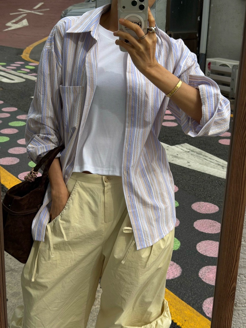 ABBEYLEE韓國代購女裝新品26春夏休閑人氣26夏季襯衫蕾絲衫ABBEYLEE襯衫/蕾絲衫