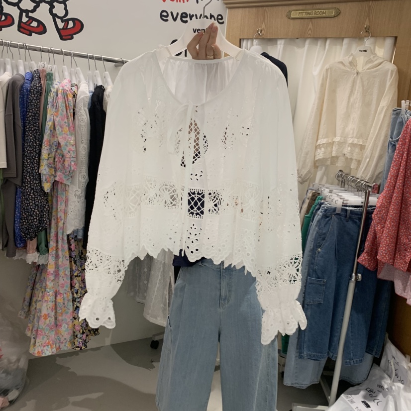 VENTI東大門實拍韓國女士新款休閑26春夏襯衫蕾絲衫蕾絲開衫VENTI襯衫/蕾絲衫圖色1