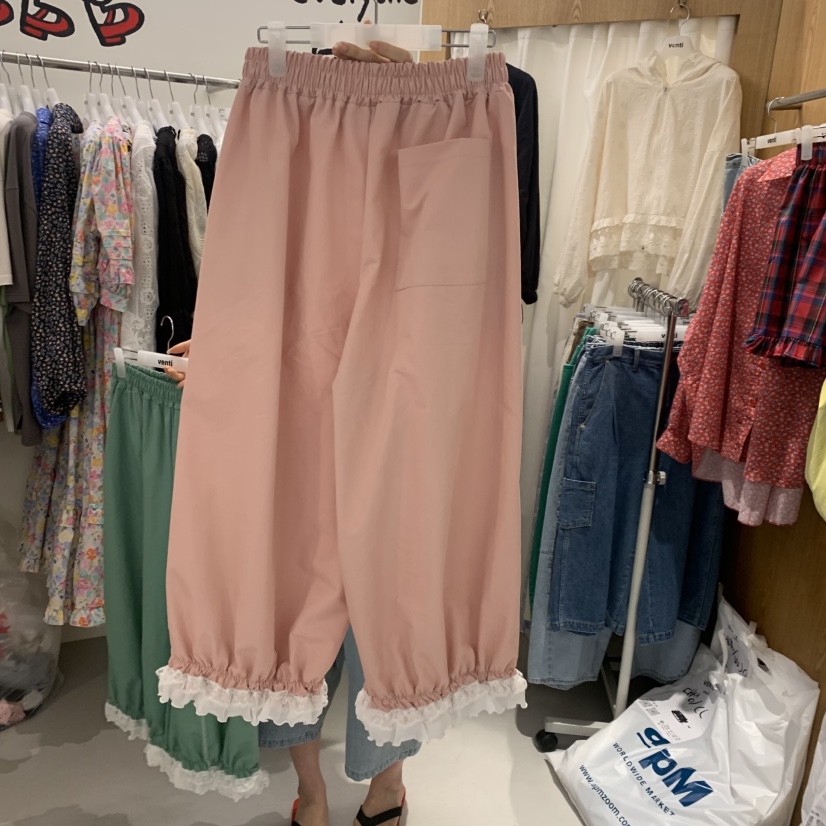 VENTI東大門實拍韓國女裝新品職業26夏季時尚休閑褲荷葉邊VENTI休閑褲