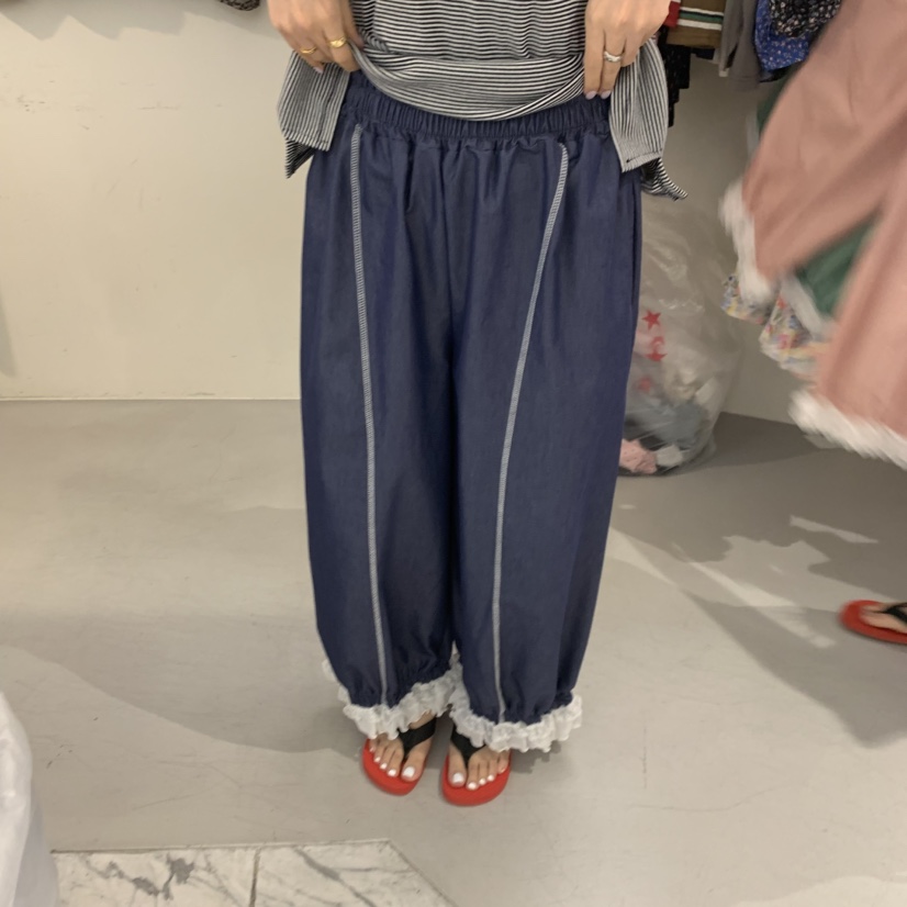 VENTI東大門實拍韓國女裝新品職業26夏季時尚休閑褲荷葉邊VENTI休閑褲圖色1