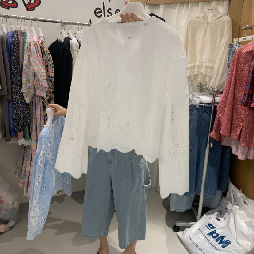 VENTI韓國直郵女士新品休閑推薦熱賣職業襯衫蕾絲衫蕾絲開衫VENTI襯衫/蕾絲衫