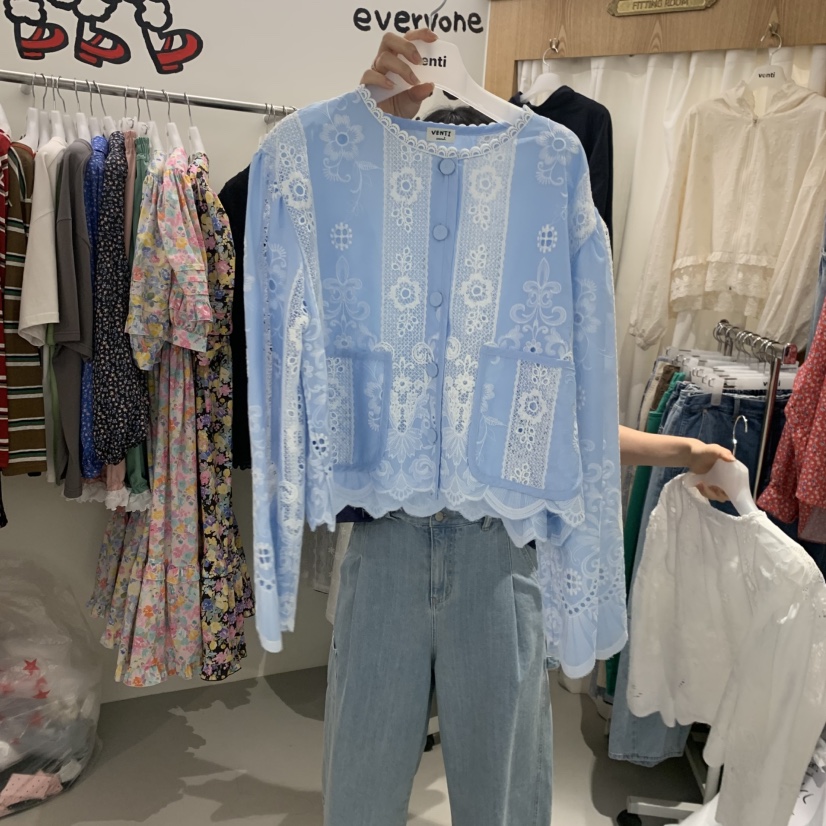 VENTI韓國直郵女士新品休閑推薦熱賣職業襯衫蕾絲衫蕾絲開衫VENTI襯衫/蕾絲衫圖色2
