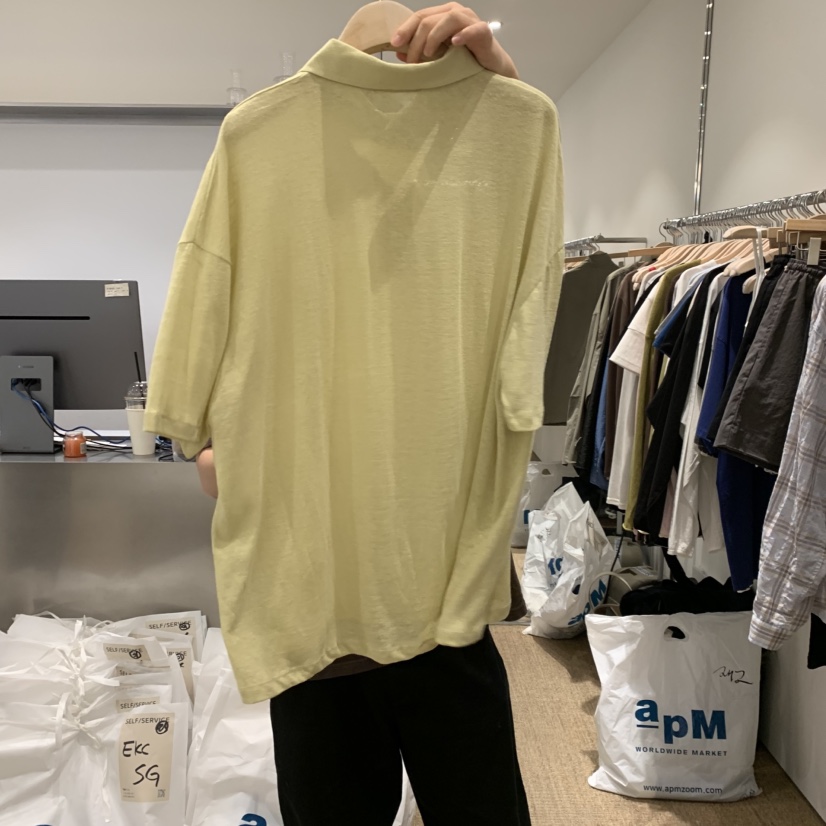 SELF SERVICE韓國直郵實拍女士新品26夏季時尚26春夏T恤亞麻SELF SERVICET恤