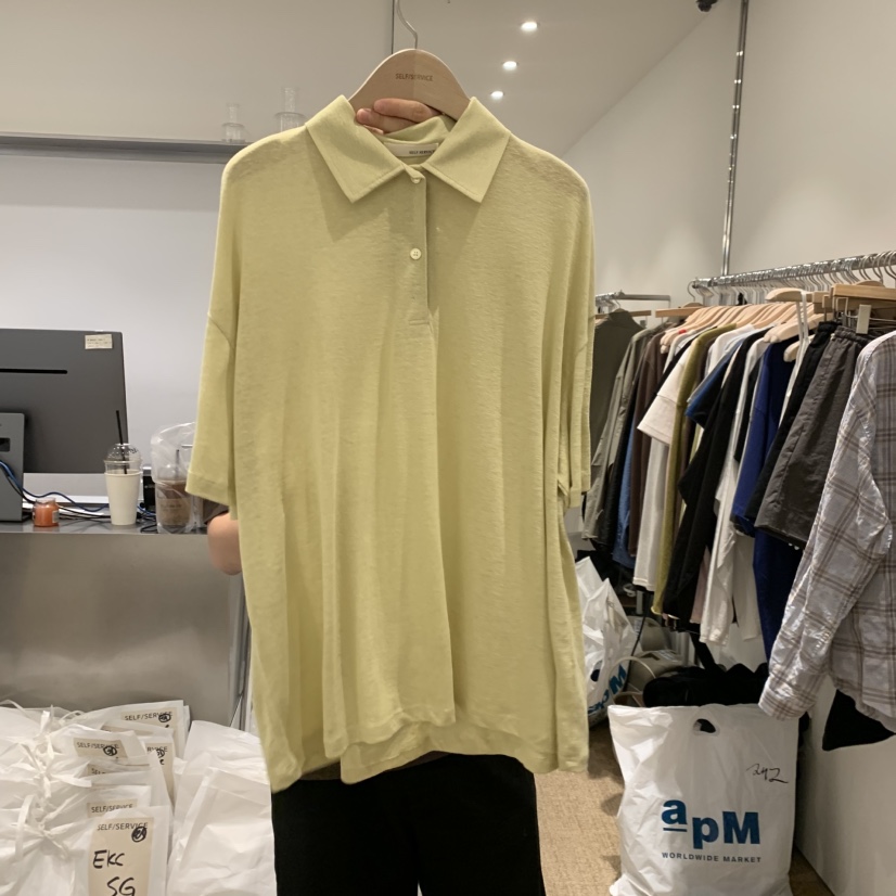 SELF SERVICE韓國直郵實拍女士新品26夏季時尚26春夏T恤亞麻SELF SERVICET恤圖色1