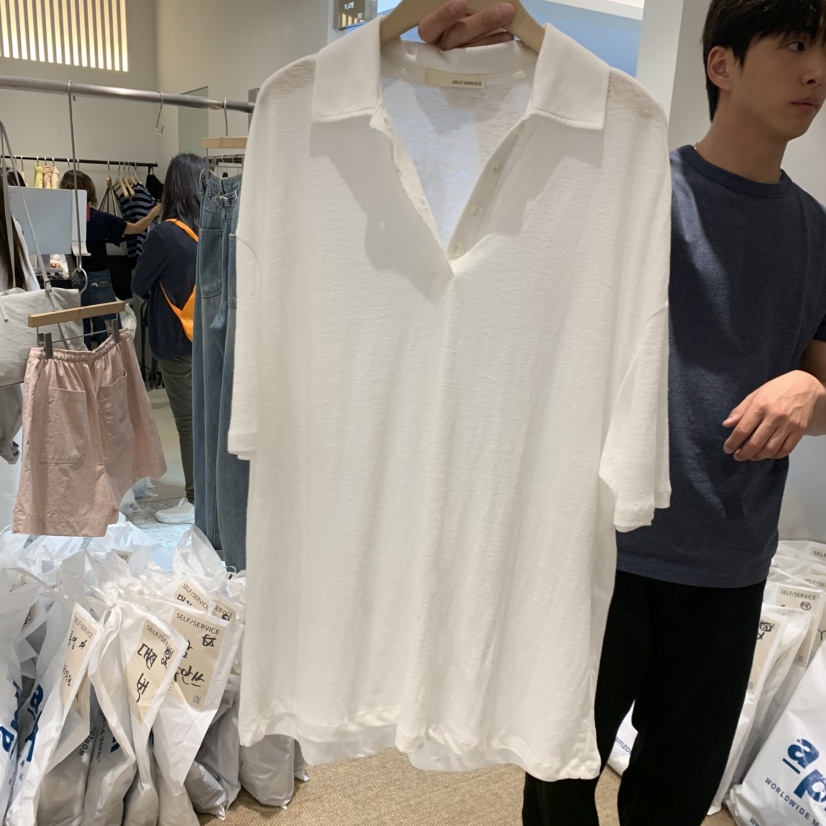 SELF SERVICE韓國直郵實拍女士新品26夏季時尚26春夏T恤亞麻SELF SERVICET恤圖色2