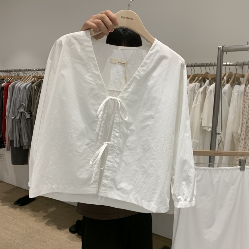 SELF SERVICE韓國直郵實拍女士新款推薦26春夏襯衫蕾絲衫棉質SELF SERVICE襯衫/蕾絲衫圖色1